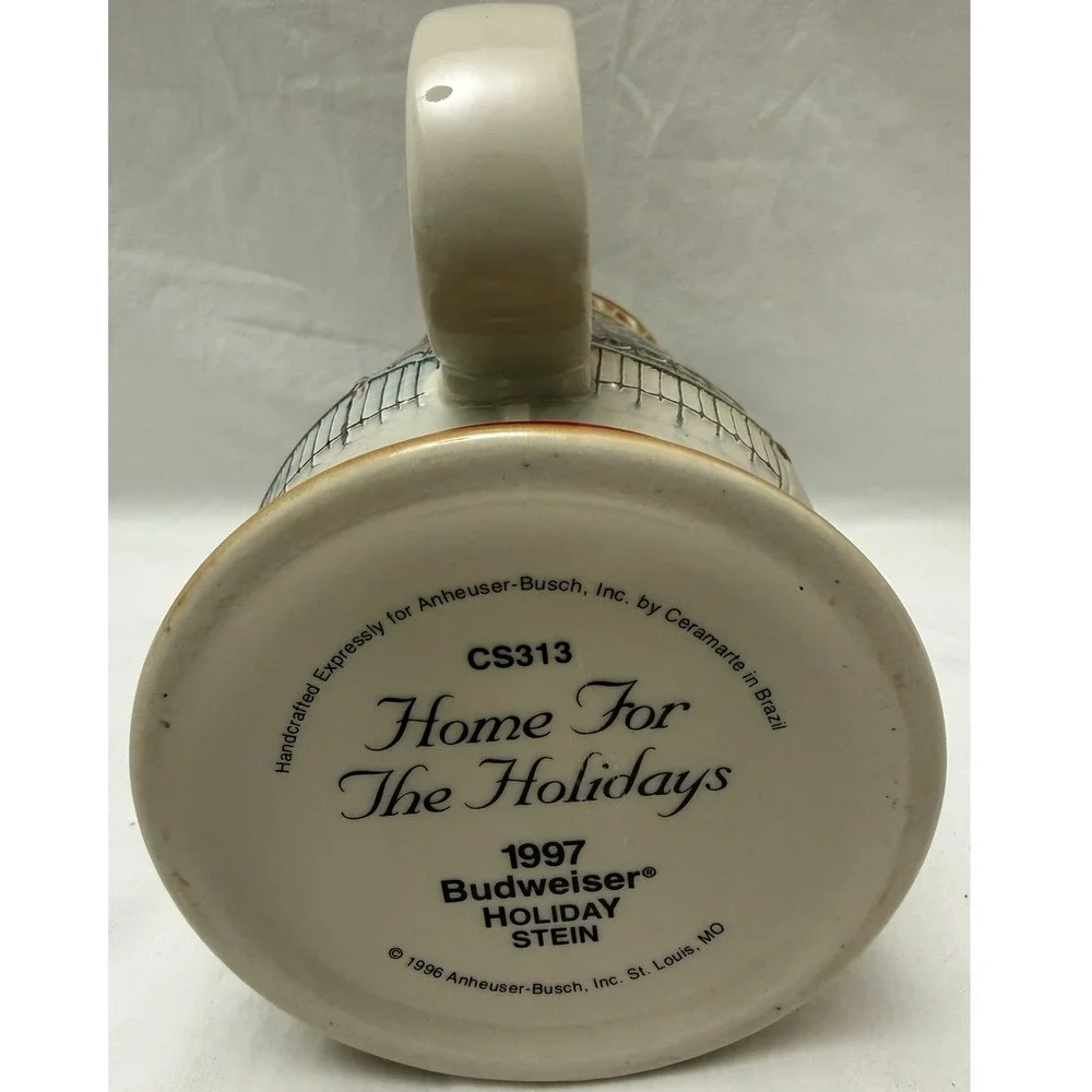Vintage 1997 Budweiser Holiday Beer‎ Stein Home For The Holidays CS313 With Box